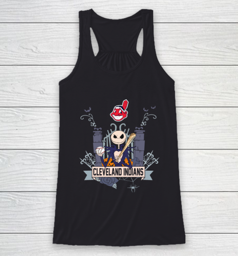 MLB Cleveland Indians Baseball Jack Skellington Halloween Racerback Tank