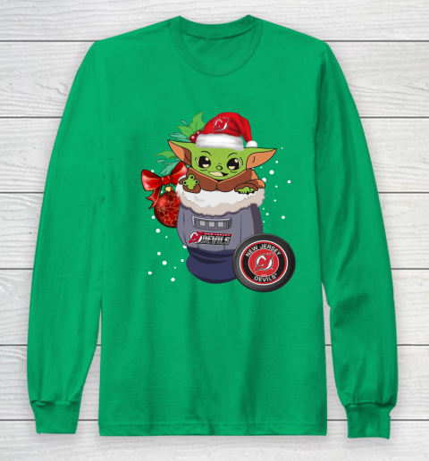 New Jersey Devils Christmas Baby Yoda Star Wars Funny Happy NHL Long Sleeve T-Shirt 7