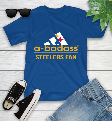 NFL A Badass Pittsburgh Steelers Fan Adidas Football Sports Youth T-Shirt 12
