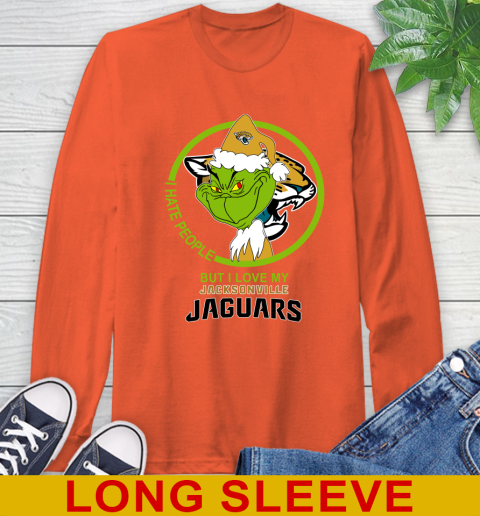 Jacksonville Jaguars NFL Christmas Grinch I Hate People But I Love My Favorite Football Team Long Sleeve T-Shirt 5