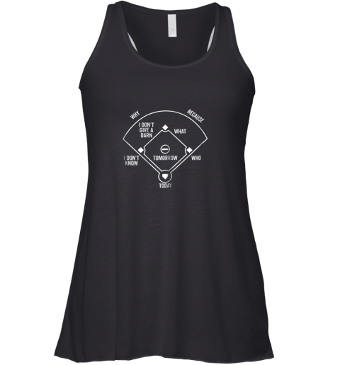 Who's on First Shirt Funny Positions (Dark) Racerback Tank