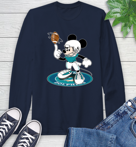 NFL Football Miami Dolphins Cheerful Mickey Disney Shirt Long Sleeve T-Shirt 4