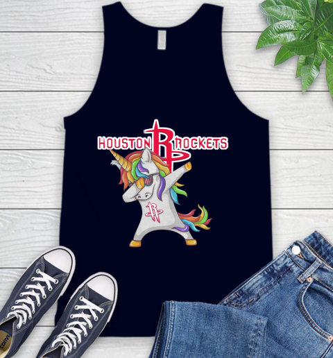 Houston Rockets NBA Basketball Funny Unicorn Dabbing Sports Tank Top 3