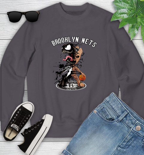 NBA Brooklyn Nets Basketball Venom Groot Guardians Of The Galaxy Youth Sweatshirt 6