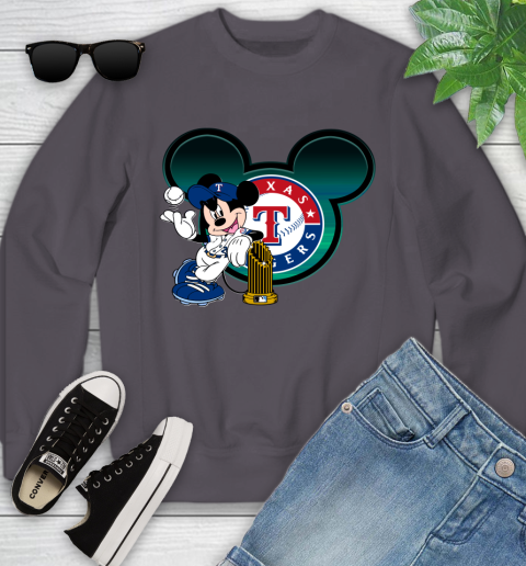 MLB Texas Rangers The Commissioner's Trophy Mickey Mouse Disney Youth Sweatshirt 6