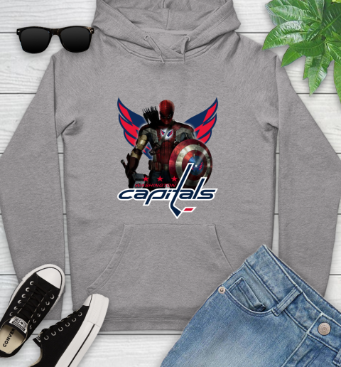 NHL Captain America Thor Spider Man Hawkeye Avengers Endgame Hockey Washington Capitals Youth Hoodie 6