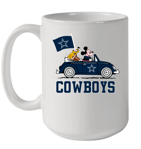 NFL Football Dallas Cowboys Pluto Mickey Driving Disney Shirt Ceramic Mug 15oz