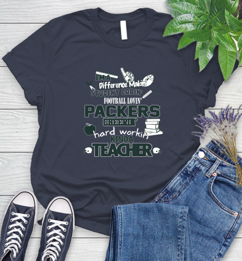 Green Bay Packers NFL I'm A Difference Making Student Caring Football Loving Kinda Teacher Women's T-Shirt 14