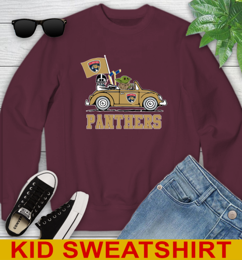 NHL Hockey Florida Panthers Darth Vader Baby Yoda Driving Star Wars Shirt Youth Sweatshirt 5