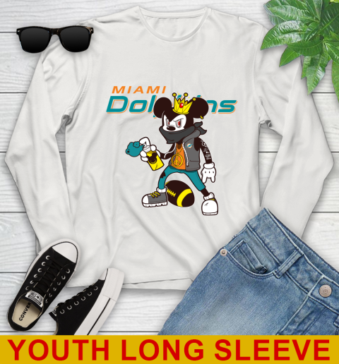 Miami Dolphins NFL Football Mickey Peace Sign Sports Youth Long Sleeve 13 Miami Dolphins NFL Football Mickey Peace Sign Sports Youth Long Sleeve - Image 13