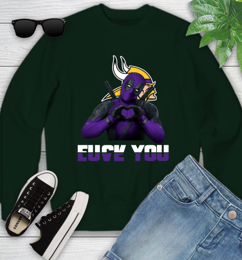 NHL Minnesota Vikings Deadpool Love You Fuck You Football Sports Youth Sweatshirt 9