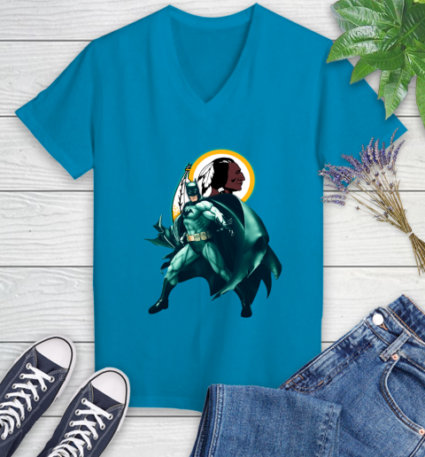 NFL Batman Football Sports Washington Redskins Women's V-Neck T-Shirt 7