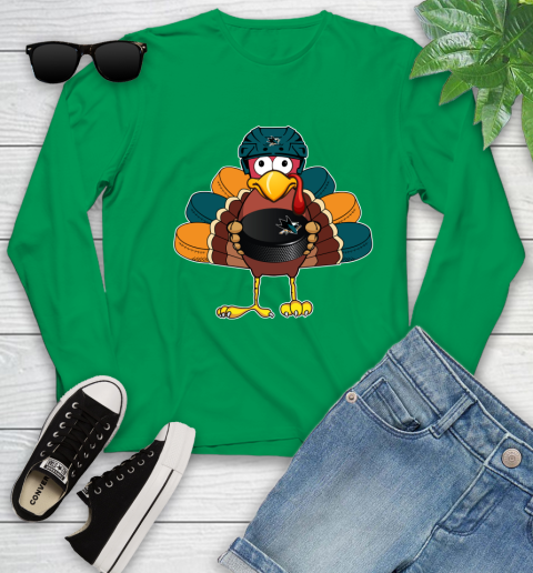 San Jose Sharks Turkey Thanksgiving Day Youth Long Sleeve 6