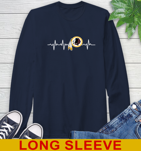 Washington Redskins NFL Football Heart Beat Shirt Long Sleeve T-Shirt 3
