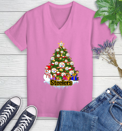 Pittsburgh Steelers Merry Christmas NFL Football Sports Women's V-Neck T-Shirt 14