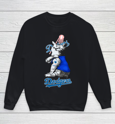 MLB Baseball My Cat Loves Los Angeles Dodgers Youth Sweatshirt