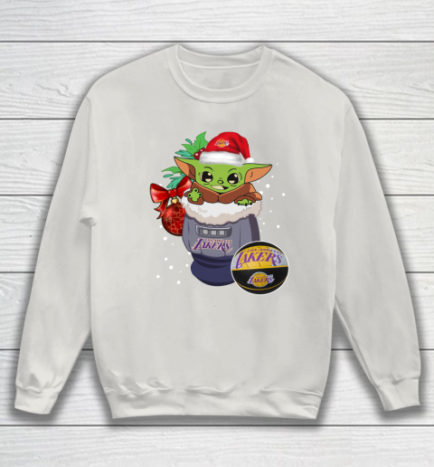 Los Angeles Lakers Christmas Baby Yoda Star Wars Funny Happy NBA Sweatshirt 10