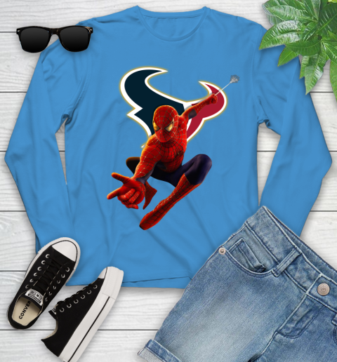 NFL Spider Man Avengers Endgame Football Houston Texans Youth Long Sleeve 8 NFL Spider Man Avengers Endgame Football Houston Texans Youth Long Sleeve - Image 8