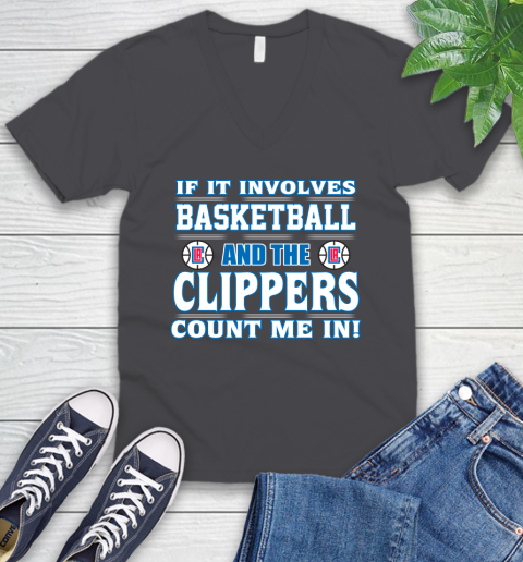 NBA If It Involves Basketball And Los Angeles Clippers Count Me In Sports V-Neck T-Shirt 5