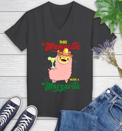 Nurse Shirt This Mamacita needs a Margarita Llama T Shirt Women's V-Neck T-Shirt 6