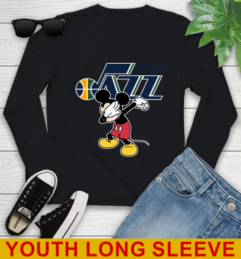 Utah Jazz NBA Basketball Dabbing Mickey Disney Sports Youth Long Sleeve 2