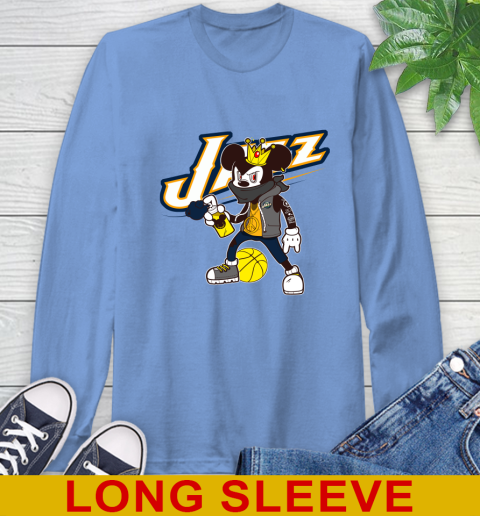 Utah Jazz NBA Basketball Mickey Peace Sign Sports Long Sleeve T-Shirt 11