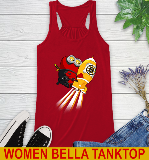 NHL Hockey Boston Bruins Deadpool Minion Marvel Shirt Racerback Tank 4