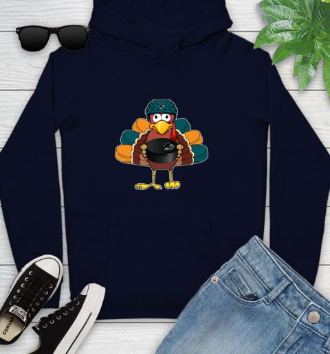 San Jose Sharks Turkey Thanksgiving Day Youth Hoodie 4