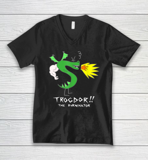 Trogdor The Burninator Meme Funny Game V-Neck T-Shirt