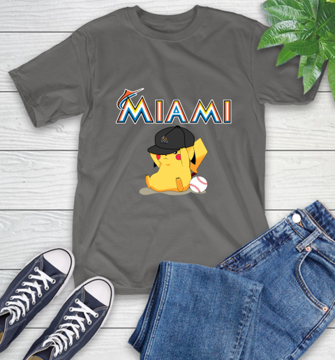 MLB Pikachu Baseball Sports Miami Marlins T-Shirt 9