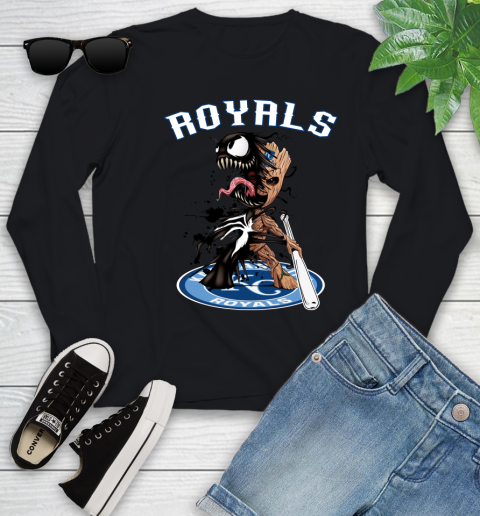 MLB Kansas City Royals Baseball Venom Groot Guardians Of The Galaxy Youth Long Sleeve 2