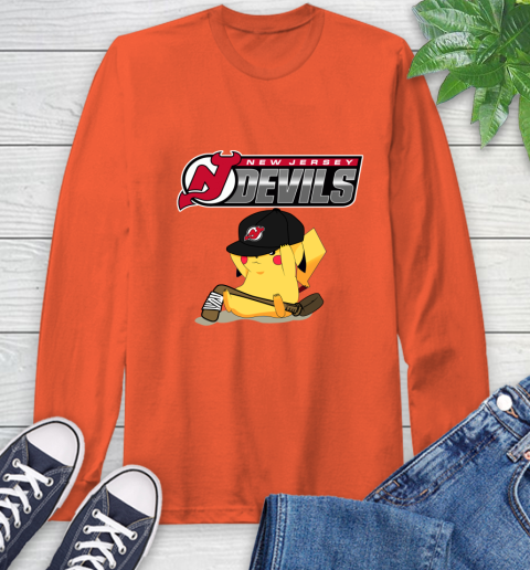 NHL Pikachu Hockey Sports New Jersey Devils Long Sleeve T-Shirt 5