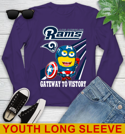 NFL Football Los Angeles Rams Captain America Marvel Avengers Minion Shirt Youth Long Sleeve 4