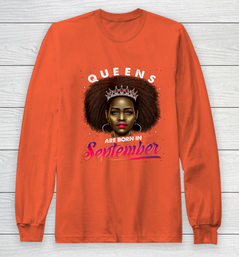 Queens Born September Shirt Black Girl Virgo Libra Birthday Long Sleeve T-Shirt 3
