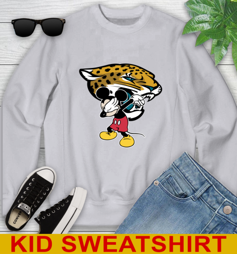 Jacksonville Jaguars NFL Football Dabbing Mickey Disney Sports Youth Sweatshirt 4