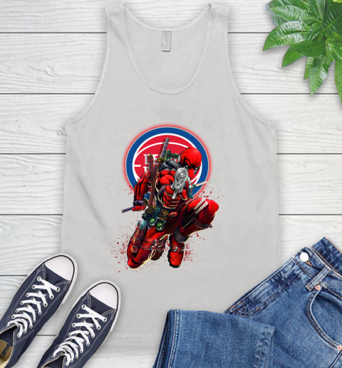 NBA Deadpool Marvel Comics Sports Basketball Detroit Pistons Tank Top