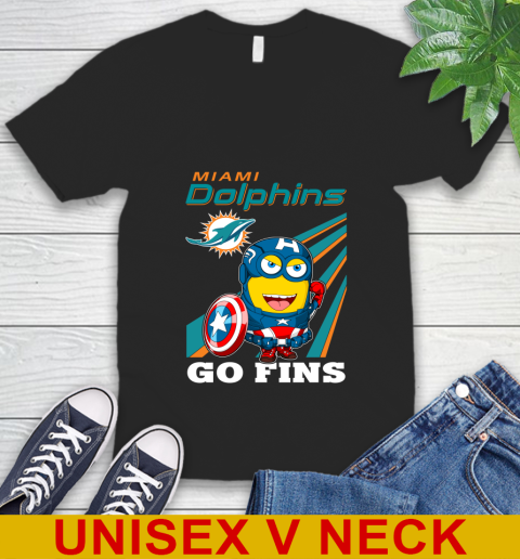 NFL Football Miami Dolphins Captain America Marvel Avengers Minion Shirt V-Neck T-Shirt