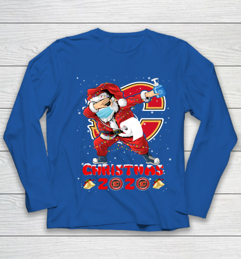 Calgary Flames Funny Santa Claus Dabbing Christmas 2020 NHL Youth Long Sleeve 7