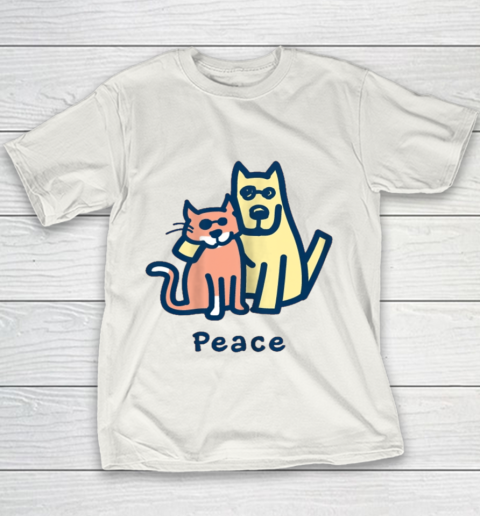 Cat Mom Dog Mom Peace Together I Love Pets Youth T-Shirt