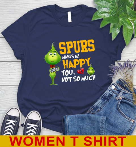 NBA San Antonio Spurs Makes Me Happy You Not So Much Grinch Basketball Sports Women's T-Shirt 12