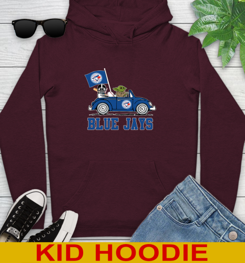 MLB Baseball Toronto Blue Jays Darth Vader Baby Yoda Driving Star Wars Shirt Youth Hoodie 7