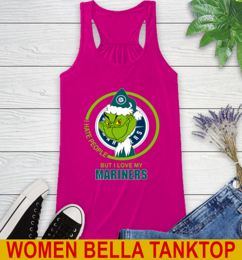 Seattle Mariners MLB Christmas Grinch I Hate People But I Love My Favorite Baseball Team Racerback Tank 8