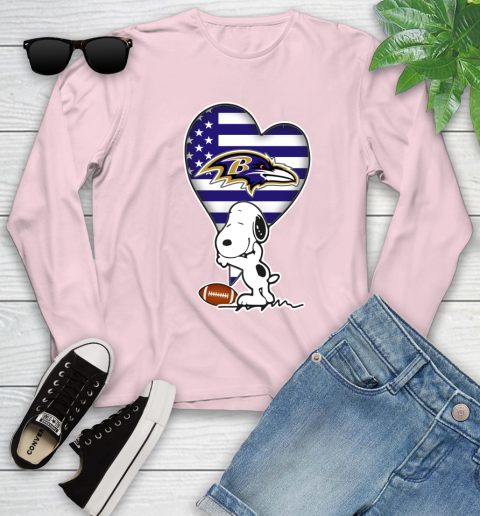 Baltimore Ravens NFL Football The Peanuts Movie Adorable Snoopy Youth Long Sleeve 10