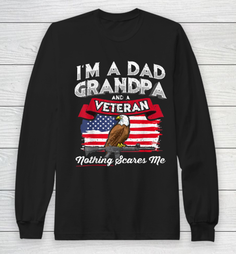 Grandpa Funny Gift Apparel  I'm A Dad Grandpa Veteran Father's Day Gift Long Sleeve T-Shirt