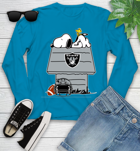 Oakland Raiders NFL Football Snoopy Woodstock The Peanuts Movie Youth Long Sleeve 7