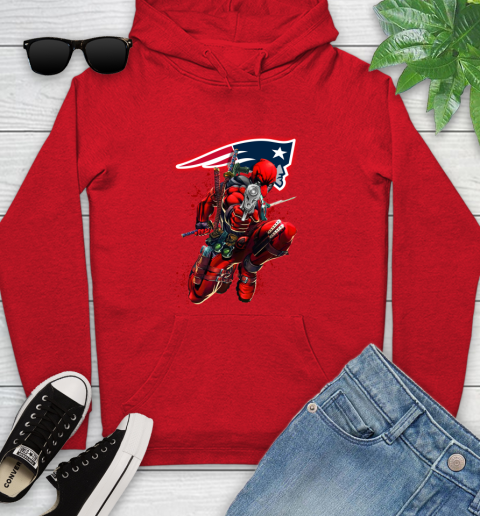 NFL Deadpool Marvel Comics Sports Football New England Patriots Youth Hoodie 11