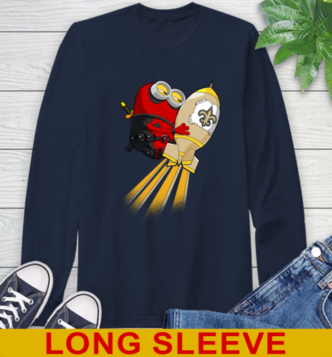 NFL Football New Orleans Saints Deadpool Minion Marvel Shirt Long Sleeve T-Shirt 3
