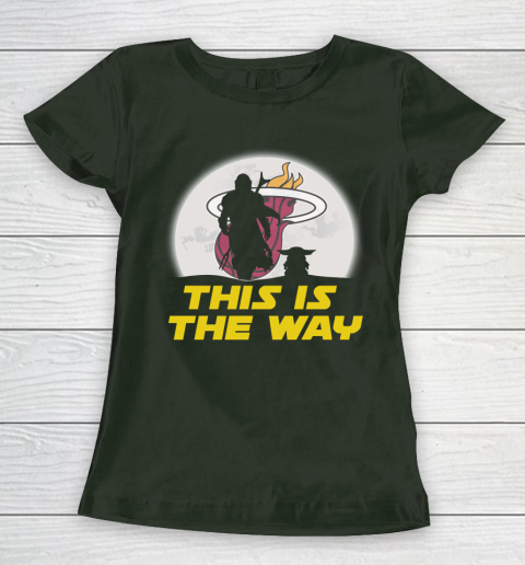 Miami Heat NBA Basketball Star Wars Yoda And Mandalorian This Is The Way Women's T-Shirt 4