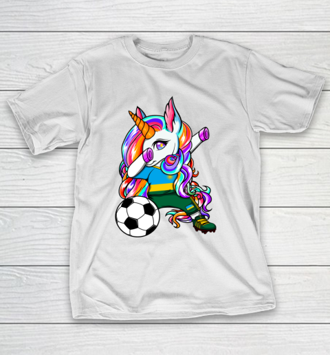Dabbing Unicorn Rwanda Soccer Fans Jersey Rwandan Football T-Shirt