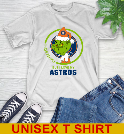 Houston Astros MLB Christmas Grinch I Hate People But I Love My Favorite Baseball Team T-Shirt